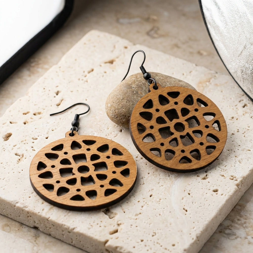 Wooden and Acrylic Earring Set - Perfect DIY Jewelry Making Templates for Laser Cutting