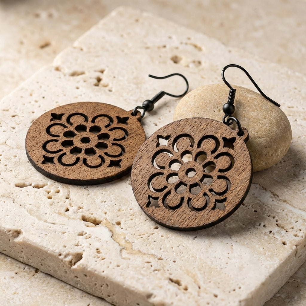 Wooden and Acrylic Earring Set - Perfect DIY Jewelry Making Templates for Laser Cutting