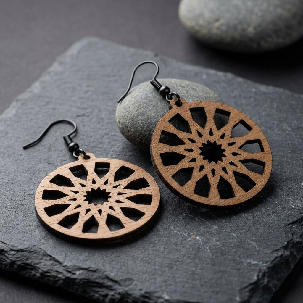 Laser Cut Earring Patterns for Wood Jewelry Making Unique Geometric Mandala Design