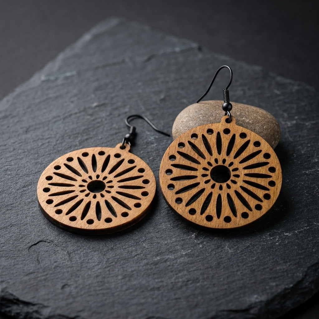 Laser Cut Earring Patterns for Wood Jewelry Making Unique Geometric Mandala Design