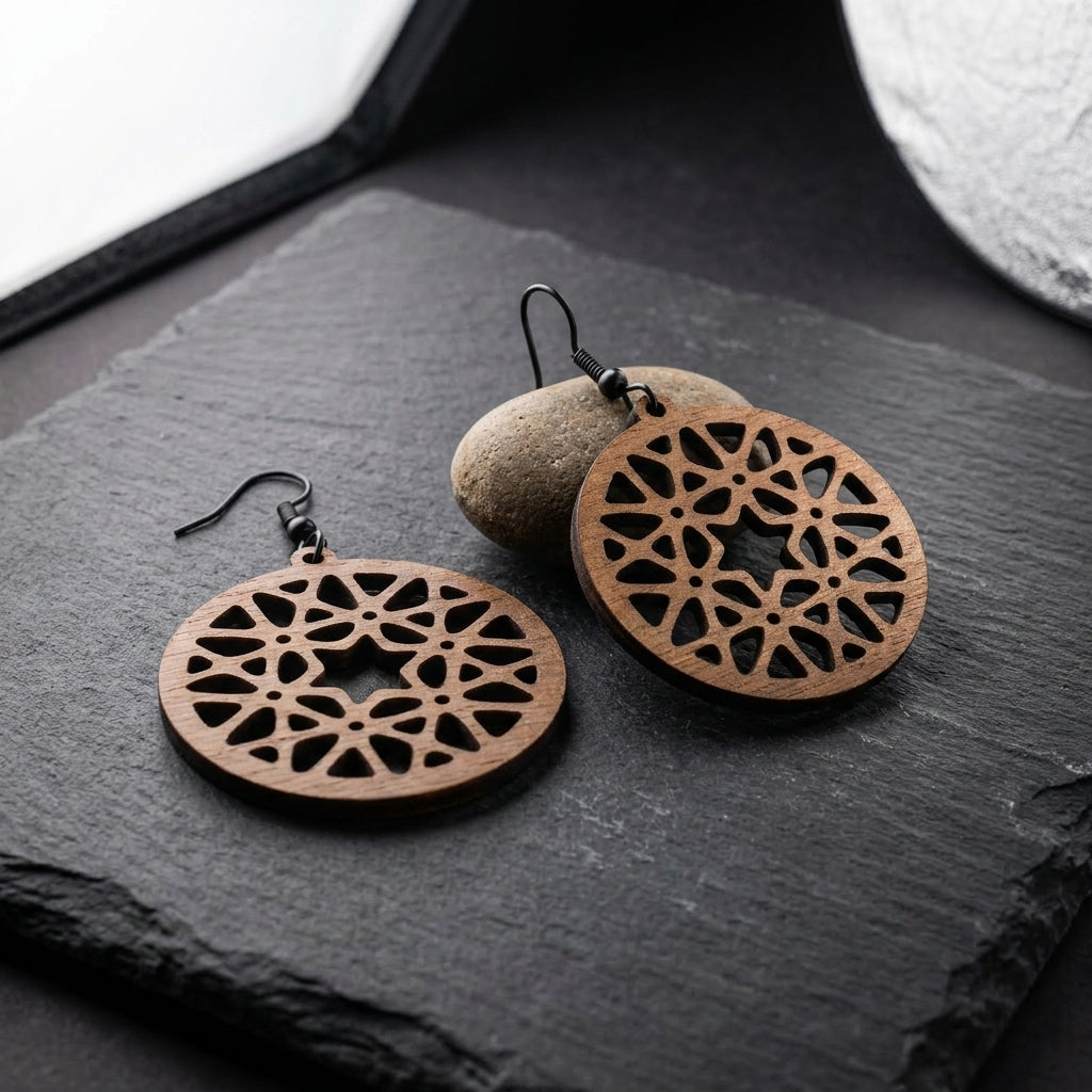 Laser Cut Earring Patterns for Wood Jewelry Making Unique Geometric Mandala Design