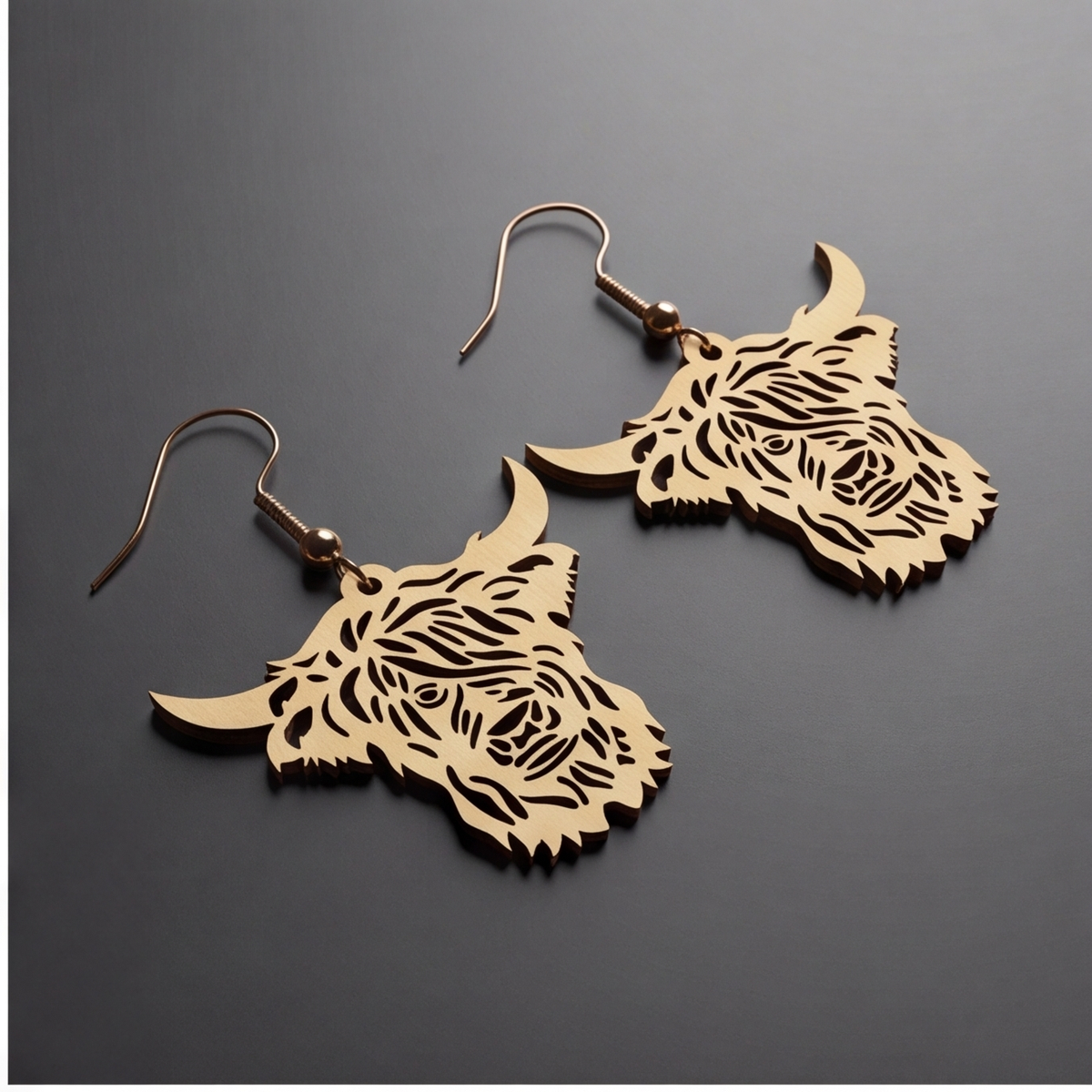 Highland Cow Earrings / Cute Highland Cow Earring Design Template / Jewelry Laser cut Files
