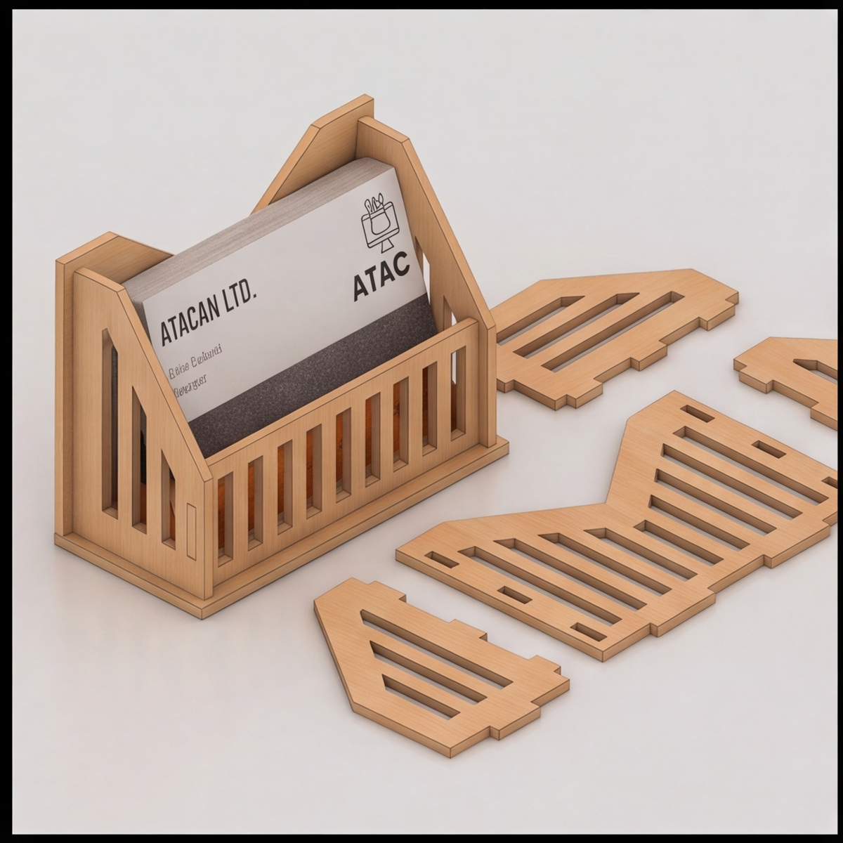 Laser Business Card Holder for Glowforge SVG file - Business card Stand cut files 103