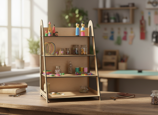 Multi Purpose Laser Cut Stand / Wood Gift Card Display / 4 Shelf Vector Files SVG DXF Ai CDR 360