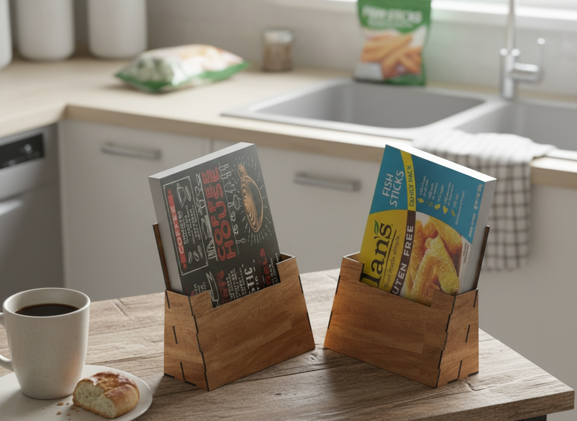 Sleek Wooden Leaflet Holders Laser Cut Files - Customizable Brochure and Pamphlet Display 397
