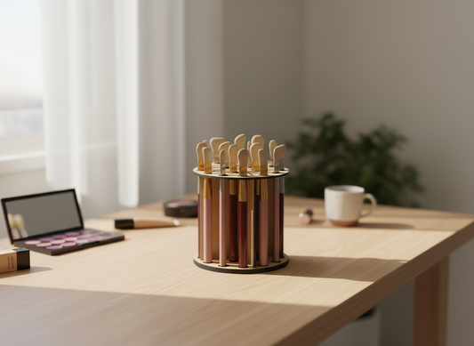 Circular Makeup Brush Storage: Laser Cut Desk Caddy,Laser Cut Craft Organizer: Round Pen/Brush Holder 418