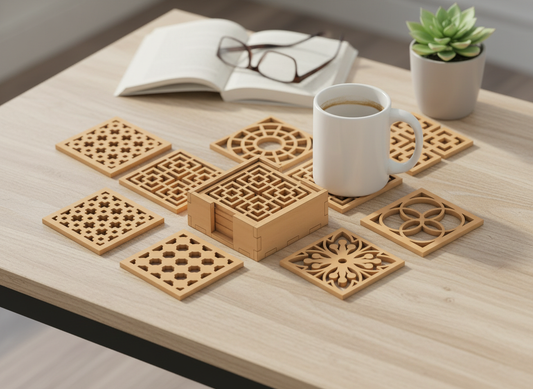Laser Cut Coasters and Decor SVG DXF Files Instant Download, Laser Cutting GlowForge 093