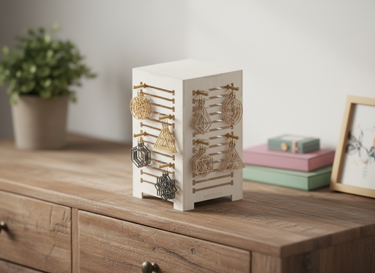 Jewelry Stand Laser Cut Files / Earring Display Holder / Wooden Box Organizer / instant download SVG DXF CDR 318