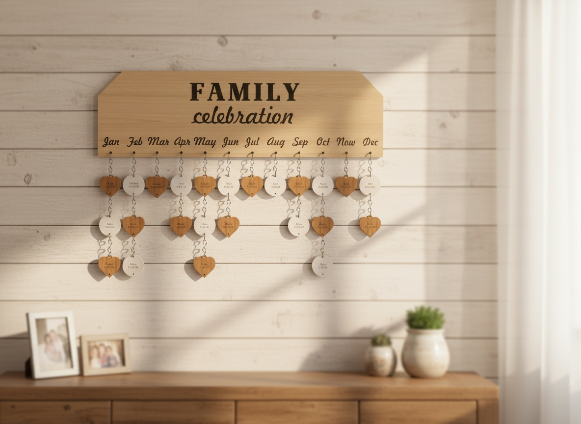 Members of Our Family Celebration Days / Decorative Birthday Calendar Plaque / Wall Hanging Wooden Family Birthday Reminder 305