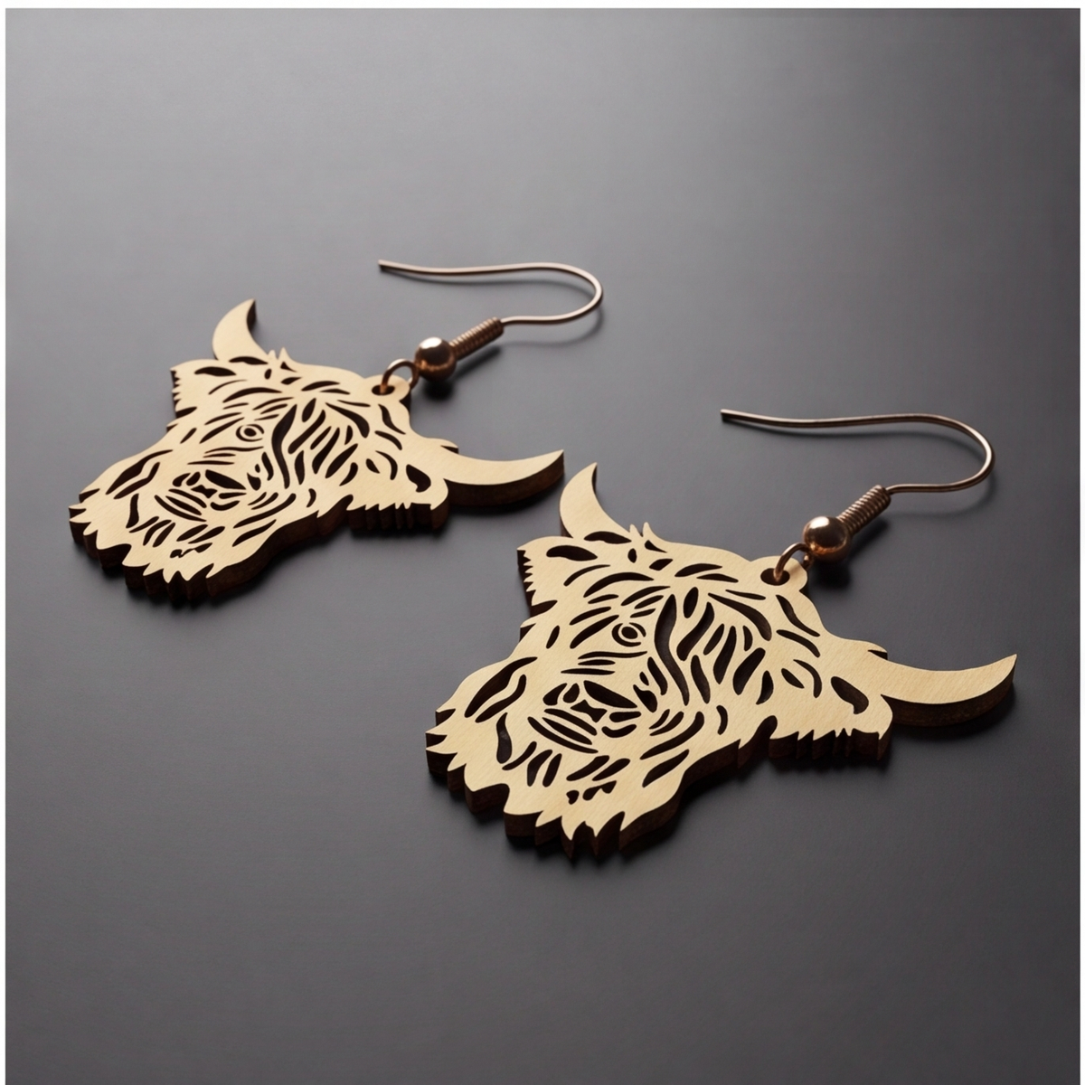 Highland Cow Earrings / Cute Highland Cow Earring Design Template / Jewelry Laser cut Files