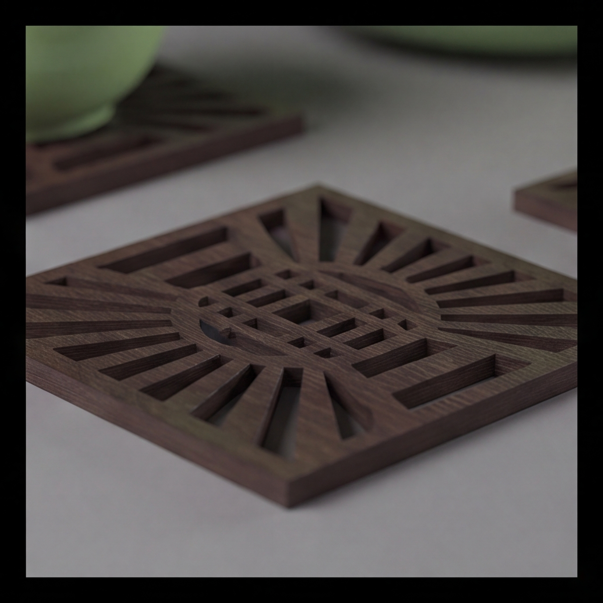 Drink Coasters and Wood Coaster Holder / Laser cut vector template / Home Decor Ornament Design 279