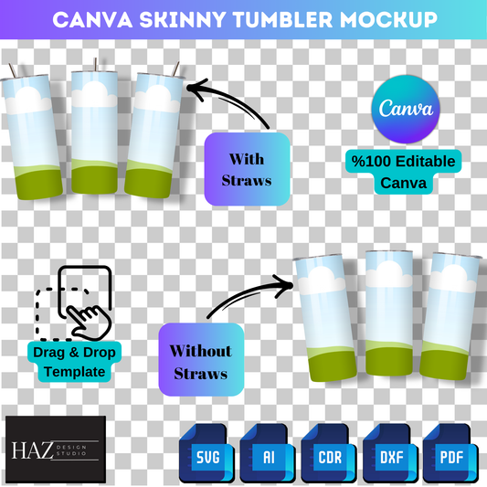 Editable Skinny Tumbler Mockup | Canva Frame Template I Drag & Drop in Canva I Create Stunning Personalized Merch! 346