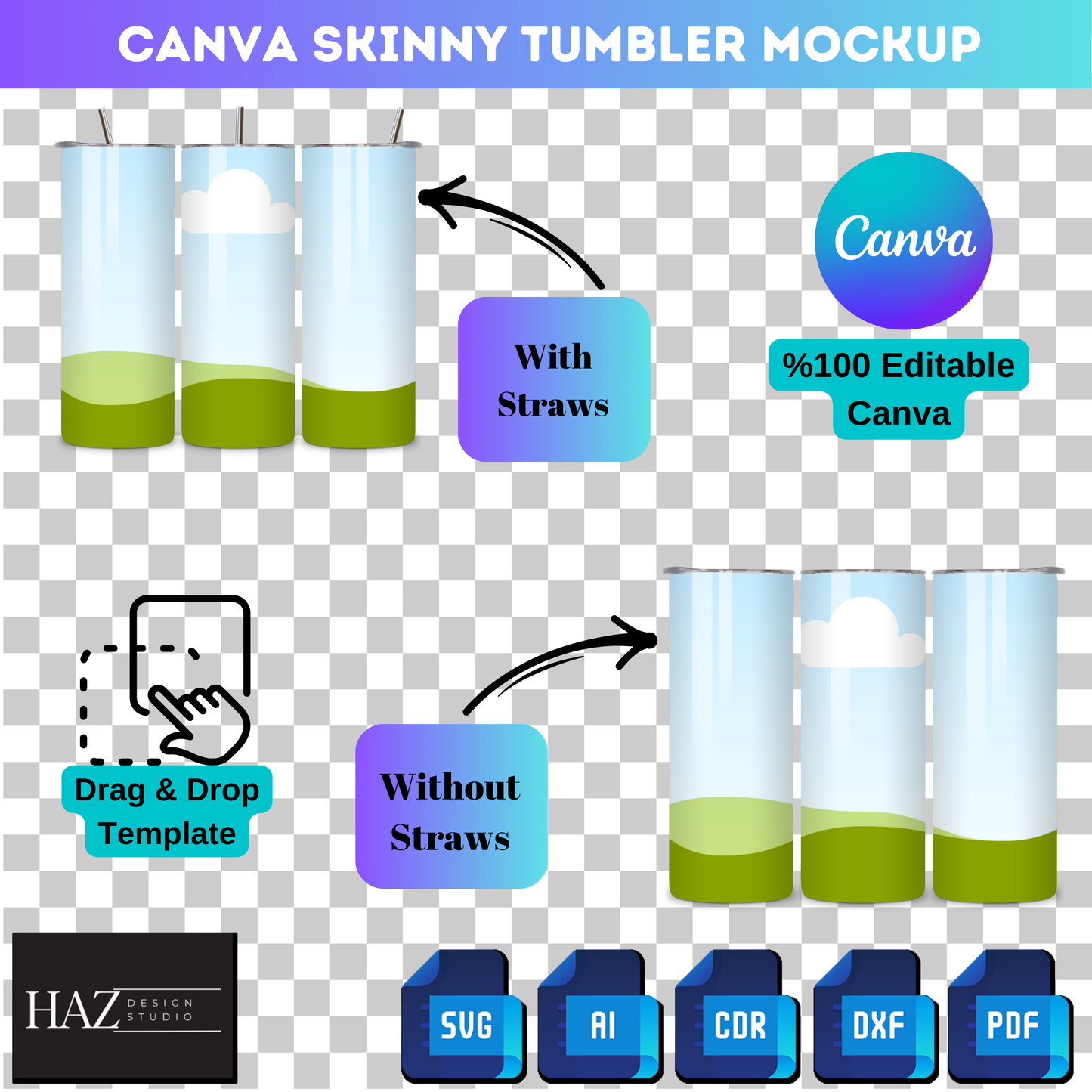 Editable Skinny Tumbler Mockup | Canva Frame Template I Drag & Drop in Canva I Create Stunning Personalized Merch! 346