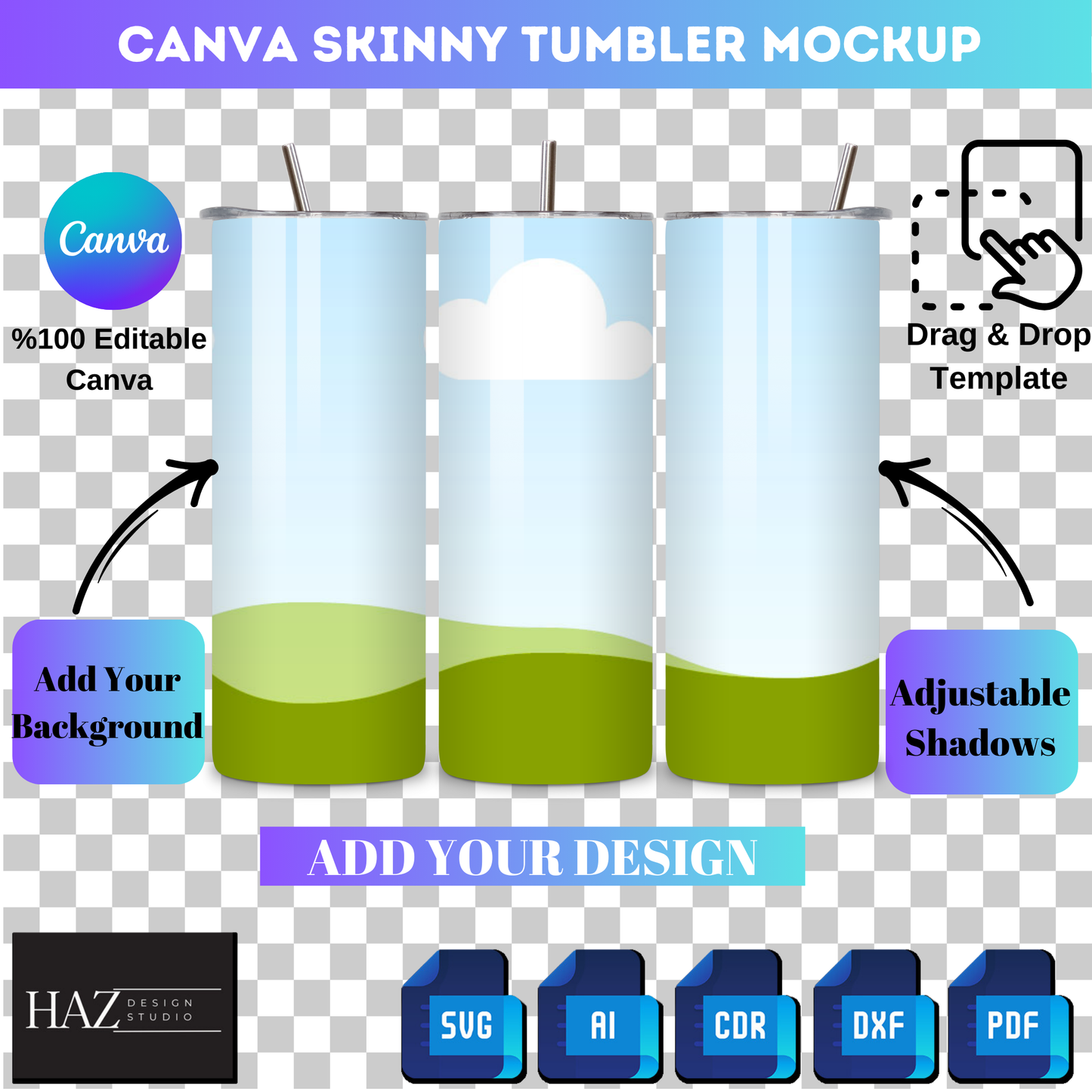 Editable Skinny Tumbler Mockup | Canva Frame Template I Drag & Drop in Canva I Create Stunning Personalized Merch! 346