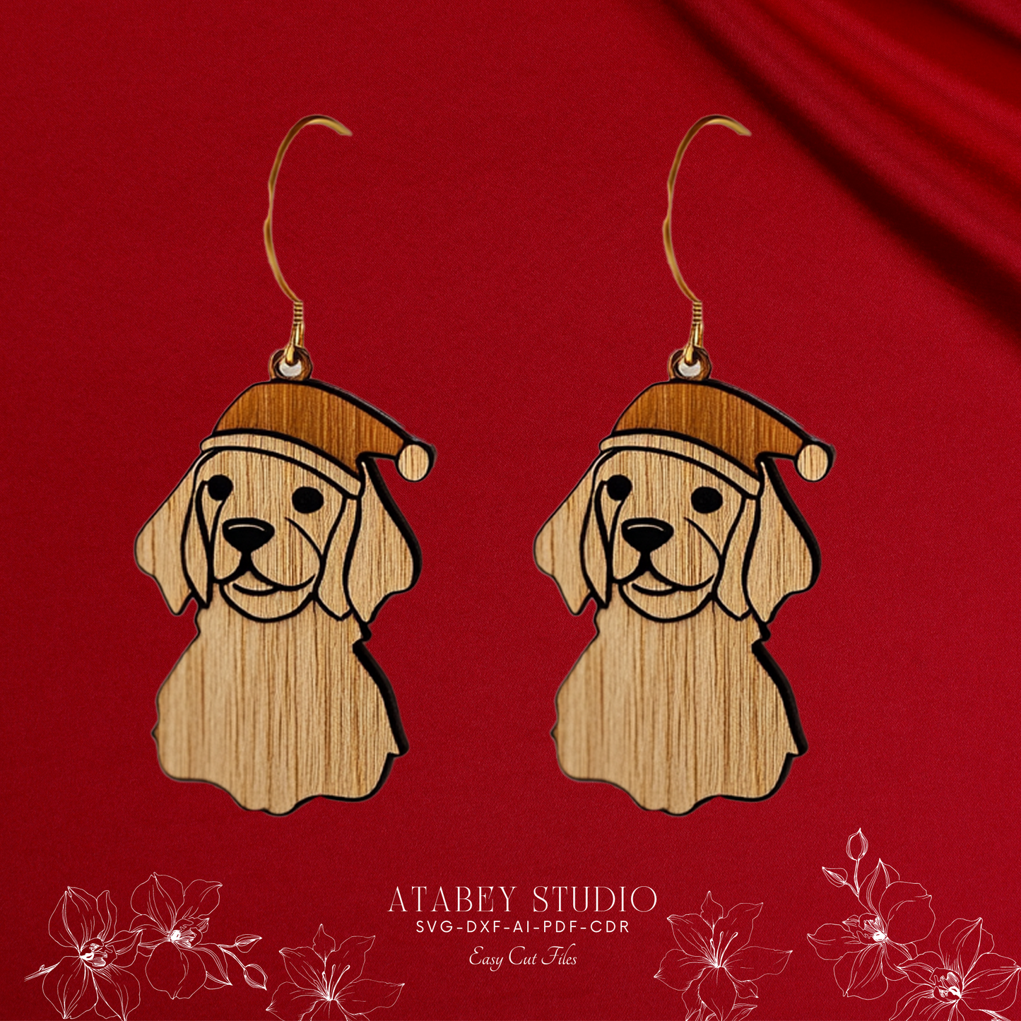 Christmas Dog Earrings Template - Cute and Easy Laser Cut Design Bundle 885