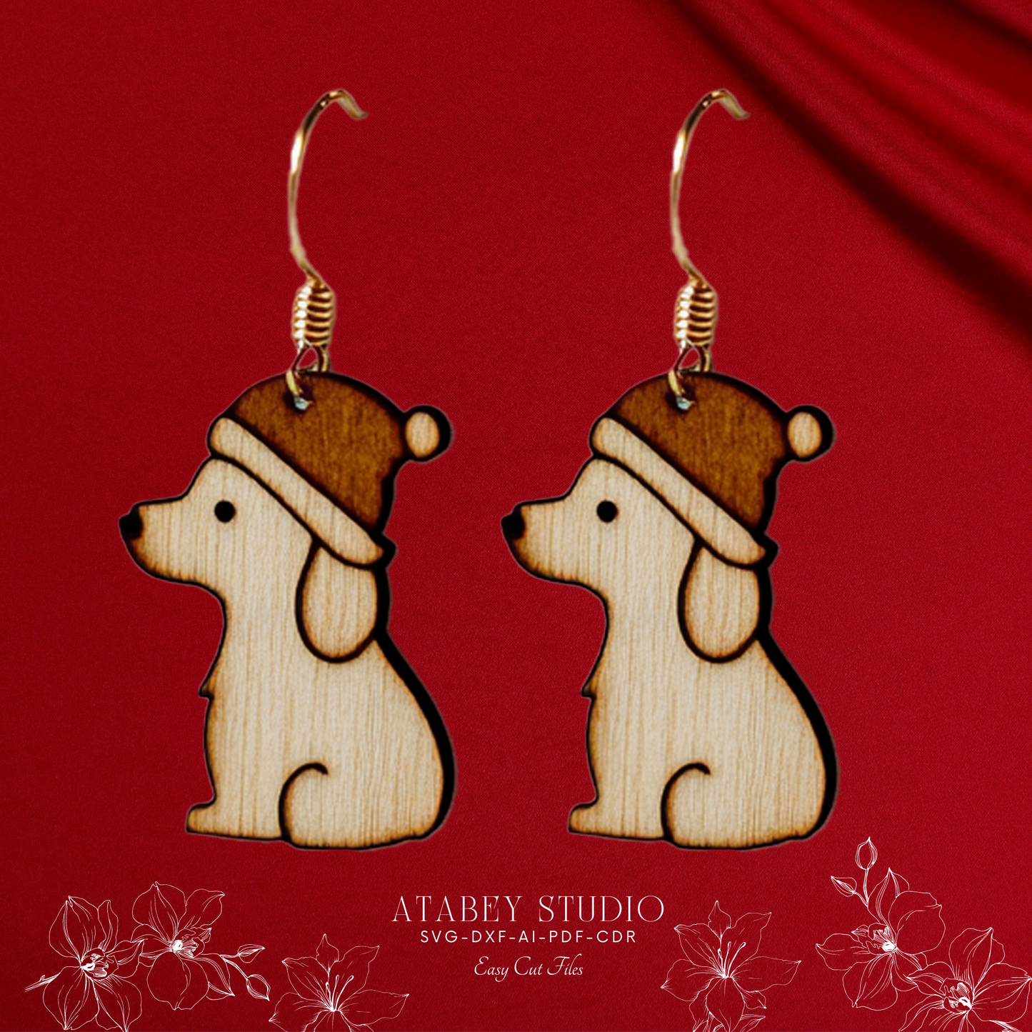 Christmas Dog Earrings Template - Cute and Easy Laser Cut Design Bundle 885