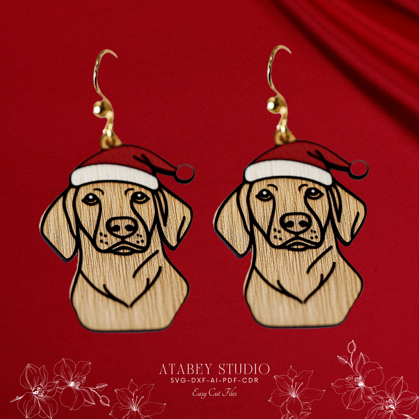 Christmas Dog Earrings Template - Cute and Easy Laser Cut Design Bundle 885