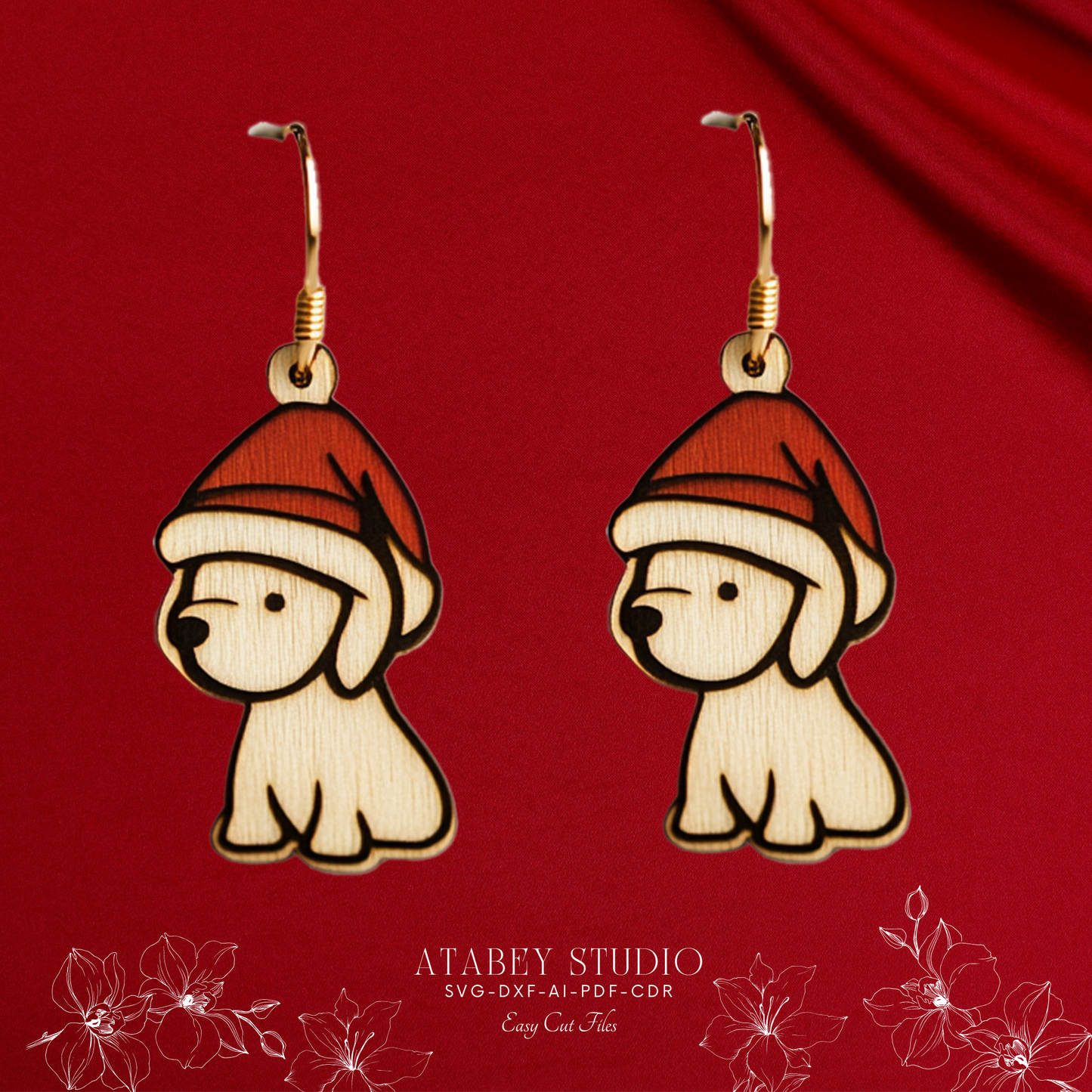 Christmas Dog Earrings Template - Cute and Easy Laser Cut Design Bundle 885