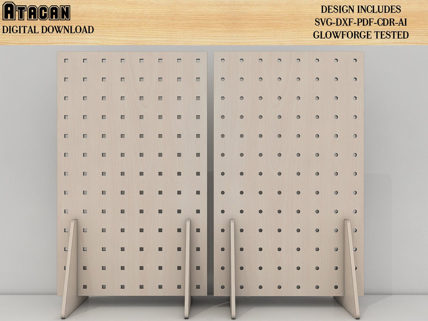 003 Wood Pegboard Display Stand Laser Cuting File / Glowforge SVG Digital download 370