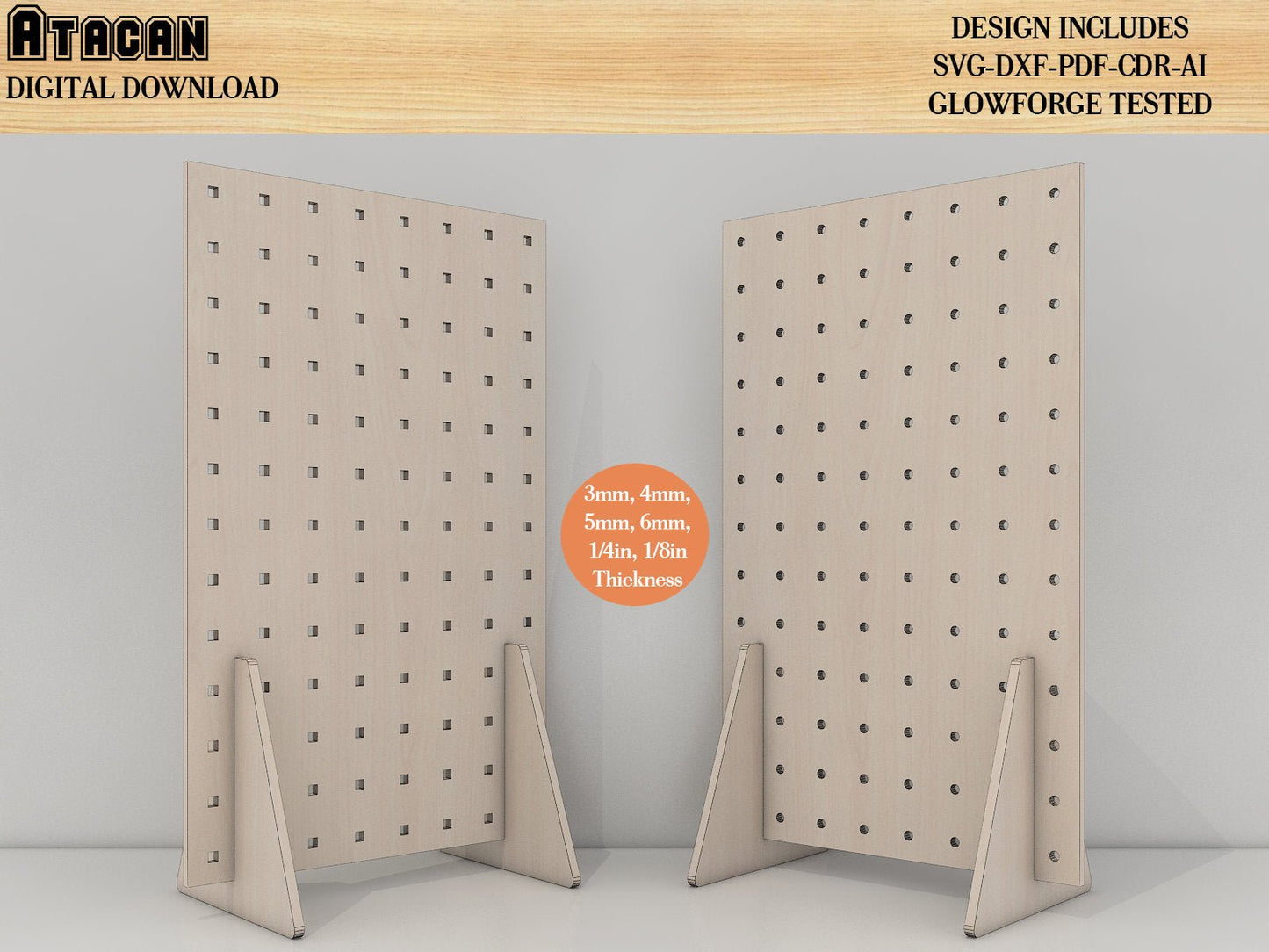 003 Wood Pegboard Display Stand Laser Cuting File / Glowforge SVG Digital download 370