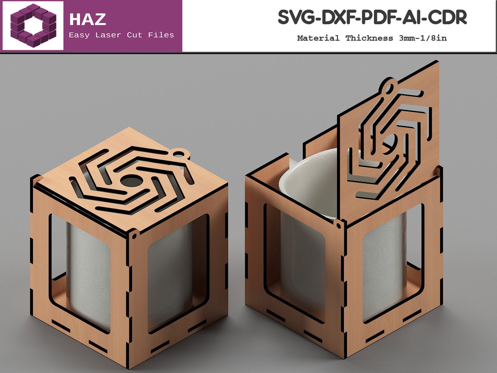 003 Wooden Coffee Mug Gift Box / Mug Holder Laser cut Box / SVG DXF CDR Ai files 003