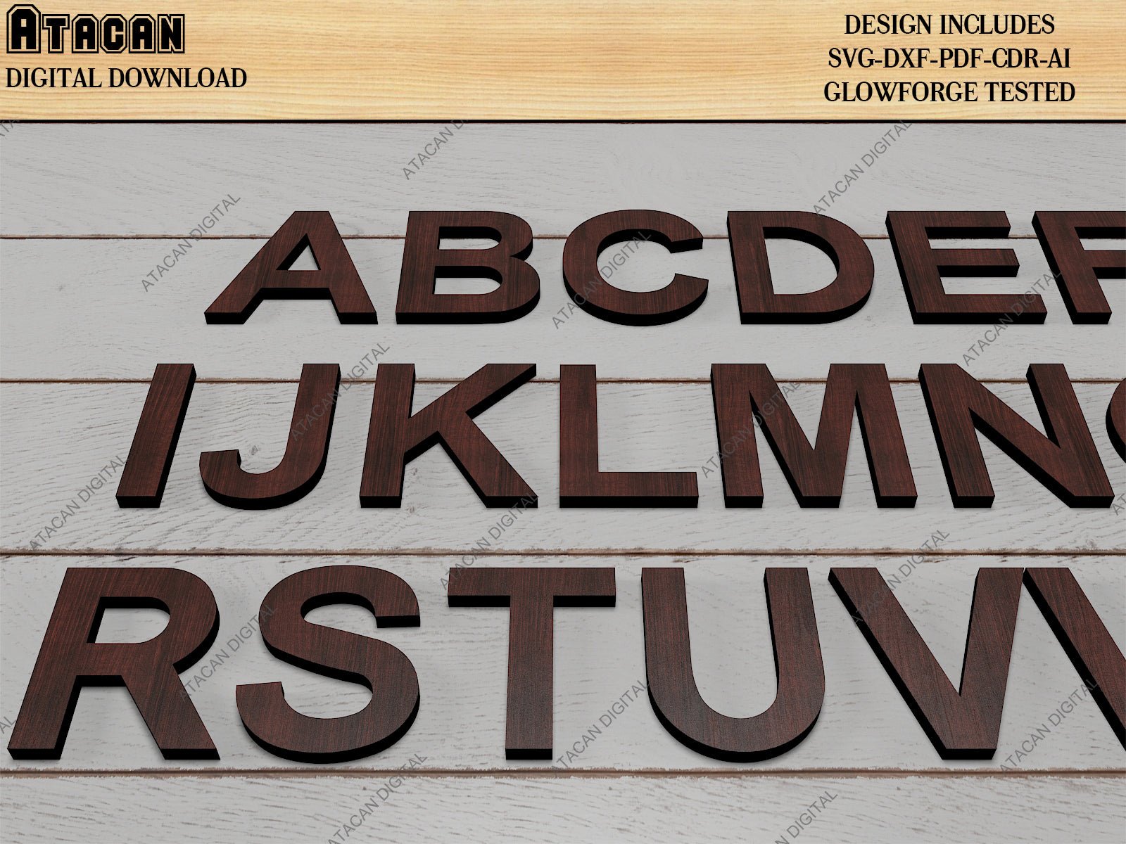 006 Wooden Letters and Numbers Bundle / Alphabet House Wood Letter Design / Modern Door Numbers SVG DXF CDR Ai 494