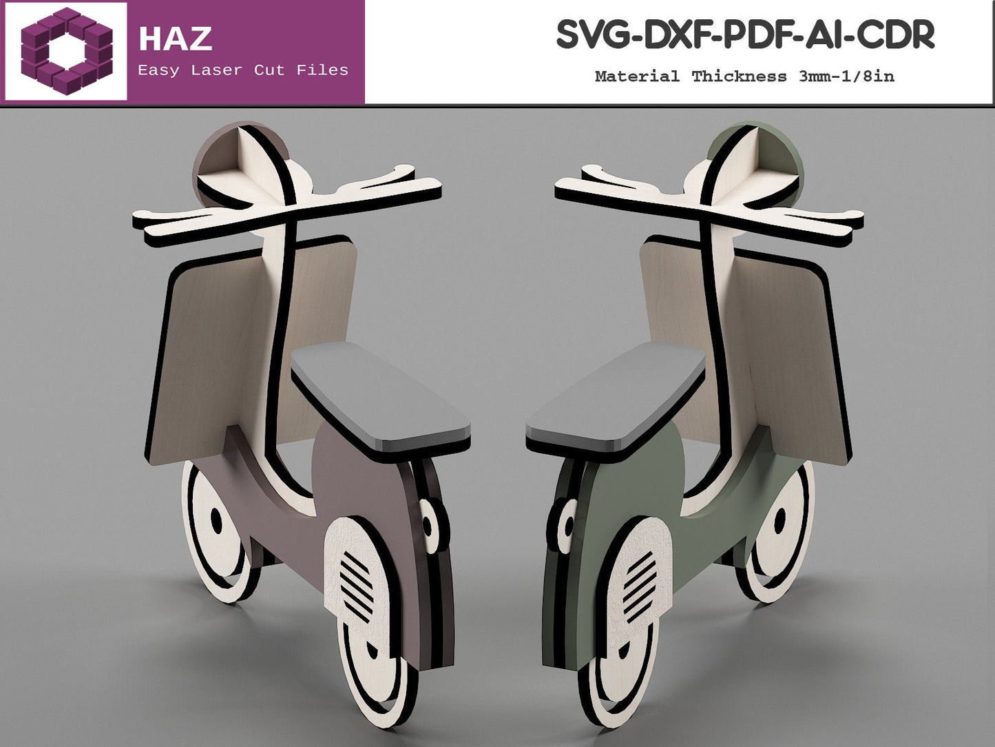 007 italian Scooter Vespa Cutting File / Lambretta Vector Laser cut Files / Dxf Svg Ai Cdr 007