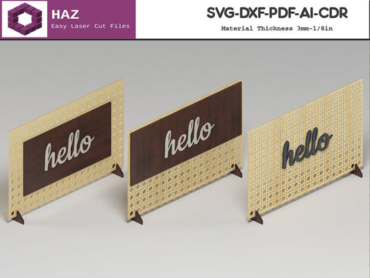 017 Rattan Table Decor / Wood Boho Design / Basket Weaving Score / Farmhouse Vector SVG DXF CDR Ai files 017
