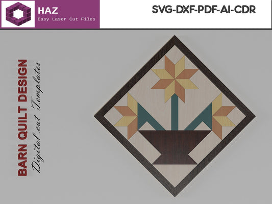 020 Barn Quilt Design / Glowforge Quilt Laser Files / Lightburn Farmhouse Vector SVG DXF CDR Ai files 020