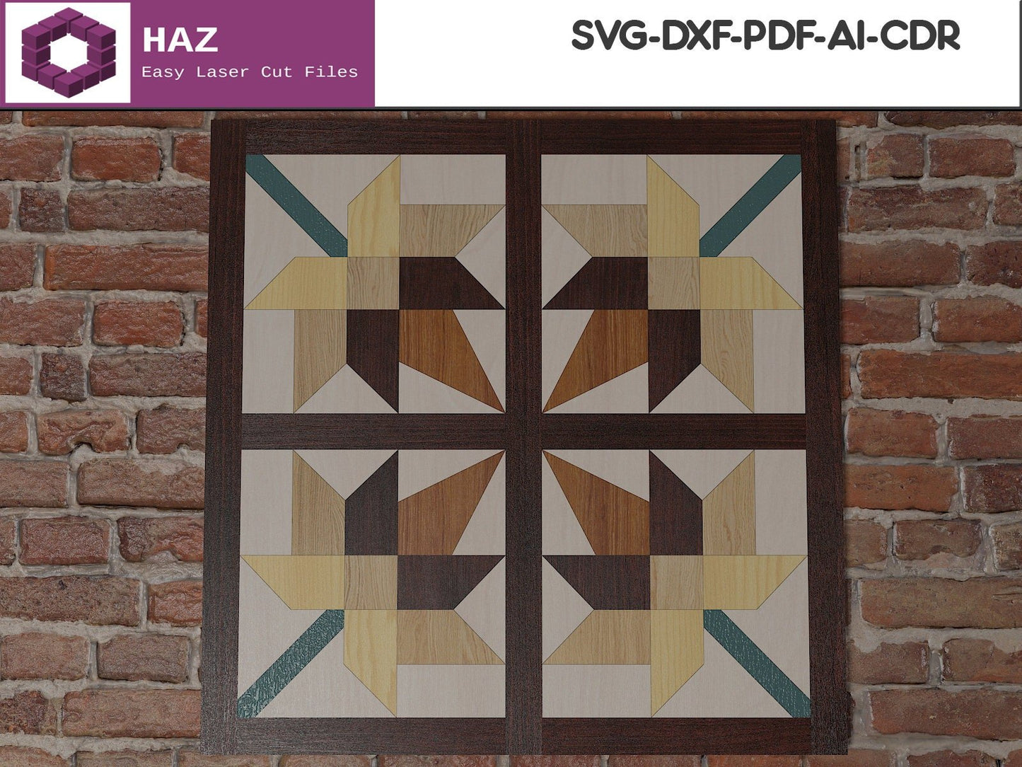 021 Laser Cut Barn Quilt Mosaics / Quilts Block Svg / Farmhouse Wall Decor, SVG DXF CDR Ai files 021
