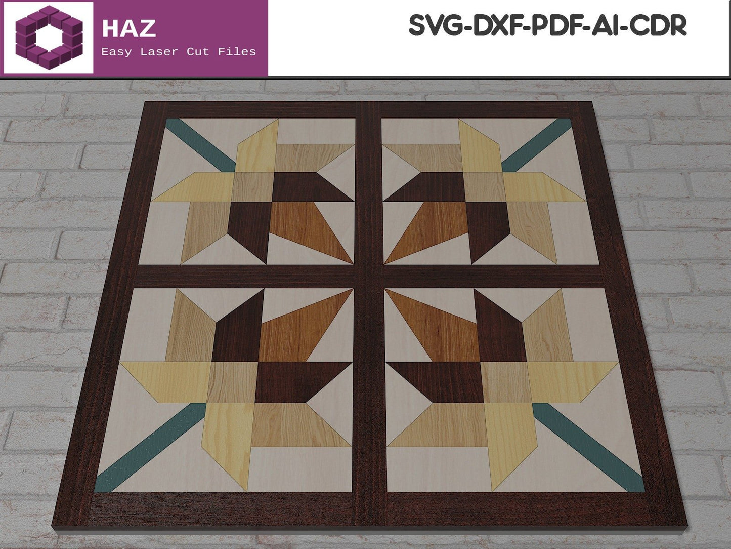 021 Laser Cut Barn Quilt Mosaics / Quilts Block Svg / Farmhouse Wall Decor, SVG DXF CDR Ai files 021