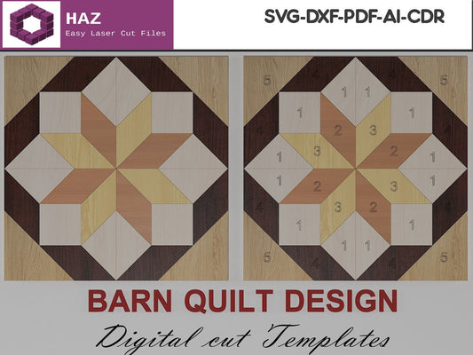 024 Wood Barn Quilt design / Quilt Blocks Pattern / Instant Download SVG DXF CDR Ai files 024