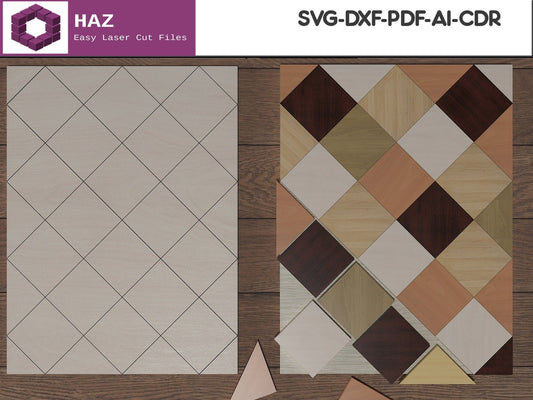 025 Seamless Diamond Quilt Design / Quilt Blocks Pattern / Wood Geometric Cut SVG DXF CDR Ai files 025