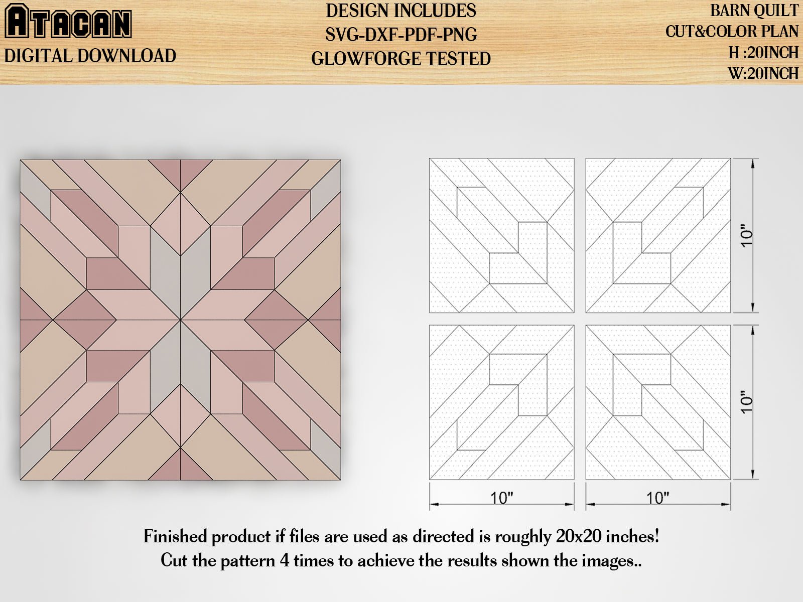 029 Glowforge file download barn quilt block southwest pattern svg cutting files laser cut pattern wall art 029