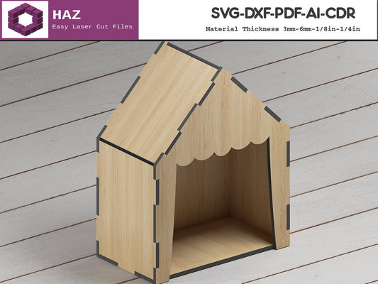 030 Wooden Box House Shaped / Storage Boxes / Home Decorating / House Shelf SVG DXF CDR Ai files 030