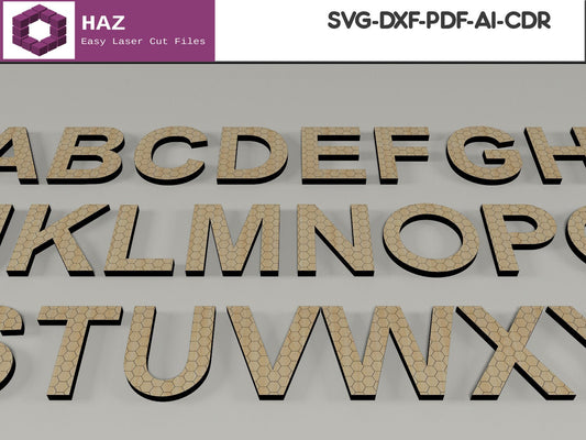 040 Alphabet Letters Outline / Wood Letter Designs / Laser Cnc Vector Digital SVG DXF CDR Ai 040