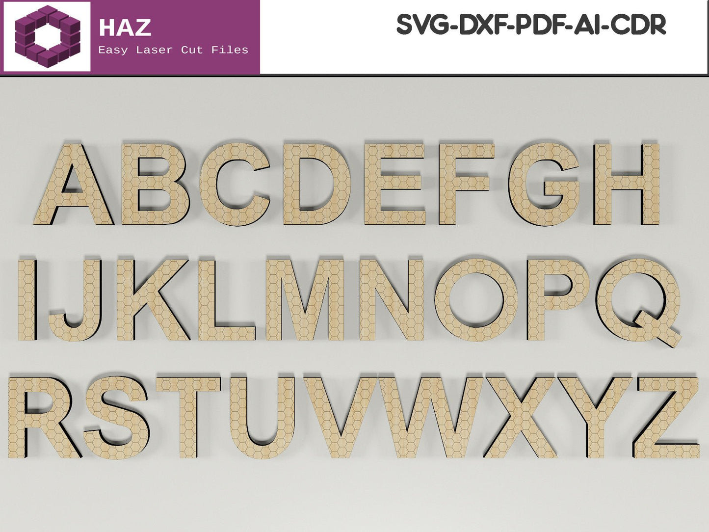 040 Alphabet Letters Outline / Wood Letter Designs / Laser Cnc Vector Digital SVG DXF CDR Ai 040