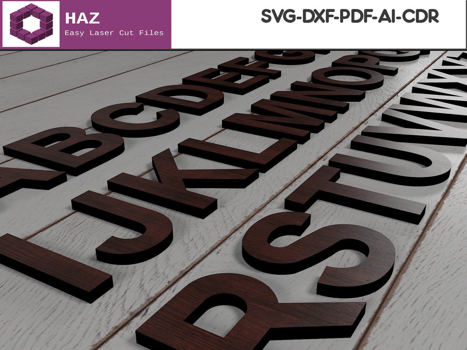 Uppercase Letter Cutting Files / Wooden Initial Font Designs ...