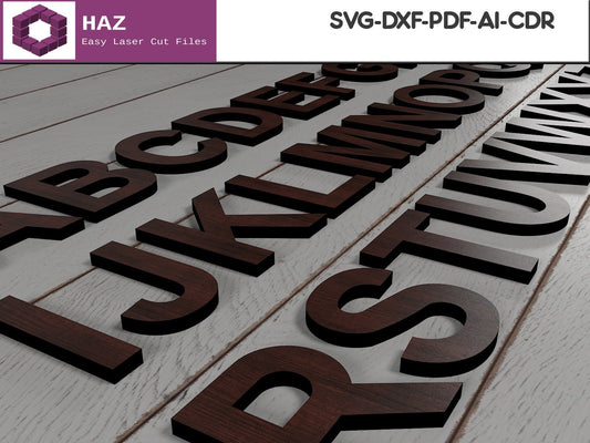 041 Uppercase Letter Cut Files / Wooden Initial Font Designs / Letter Cutting Vectors SVG DXF CDR Ai 041