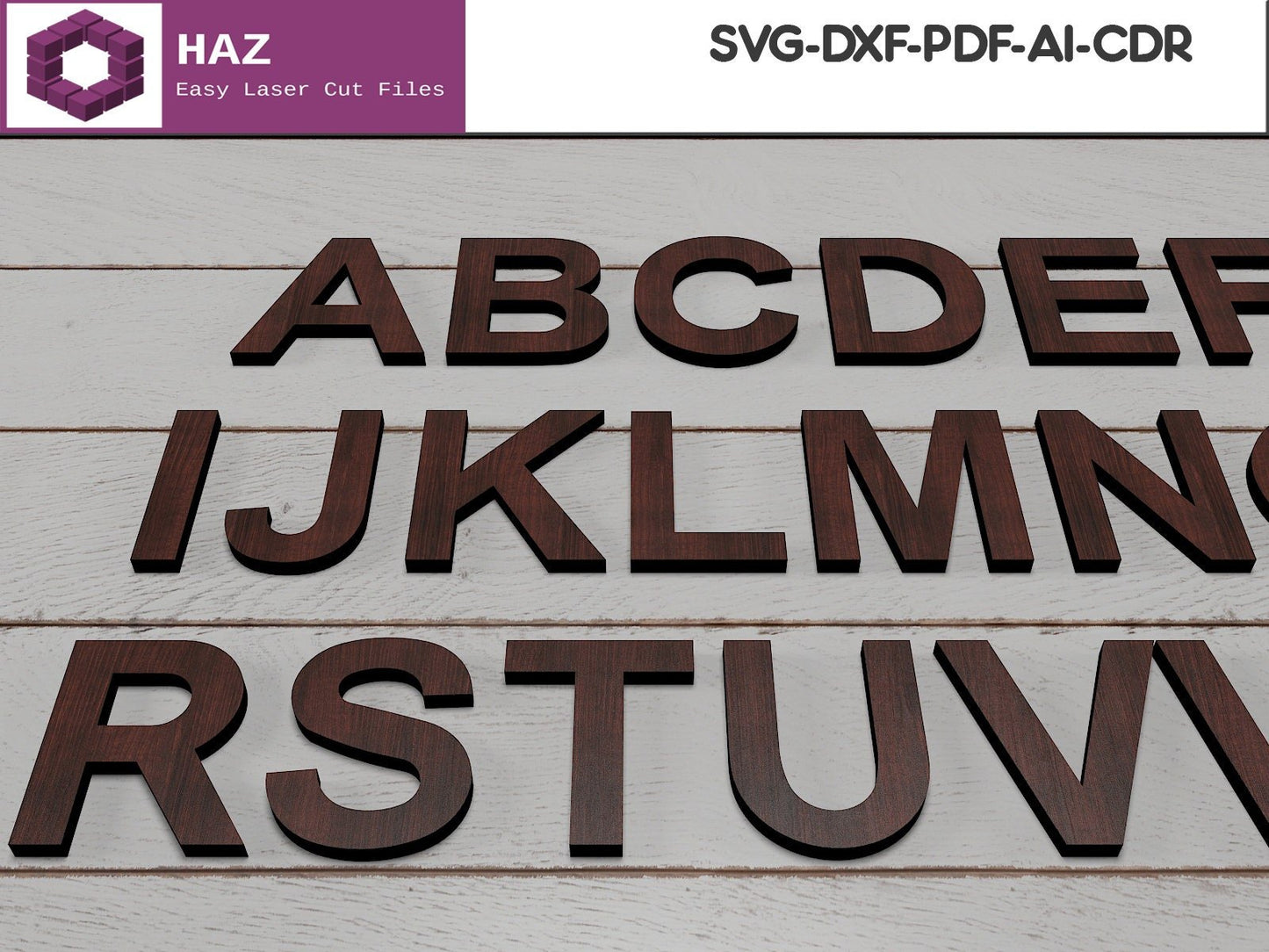 041 Uppercase Letter Cut Files / Wooden Initial Font Designs / Letter Cutting Vectors SVG DXF CDR Ai 041