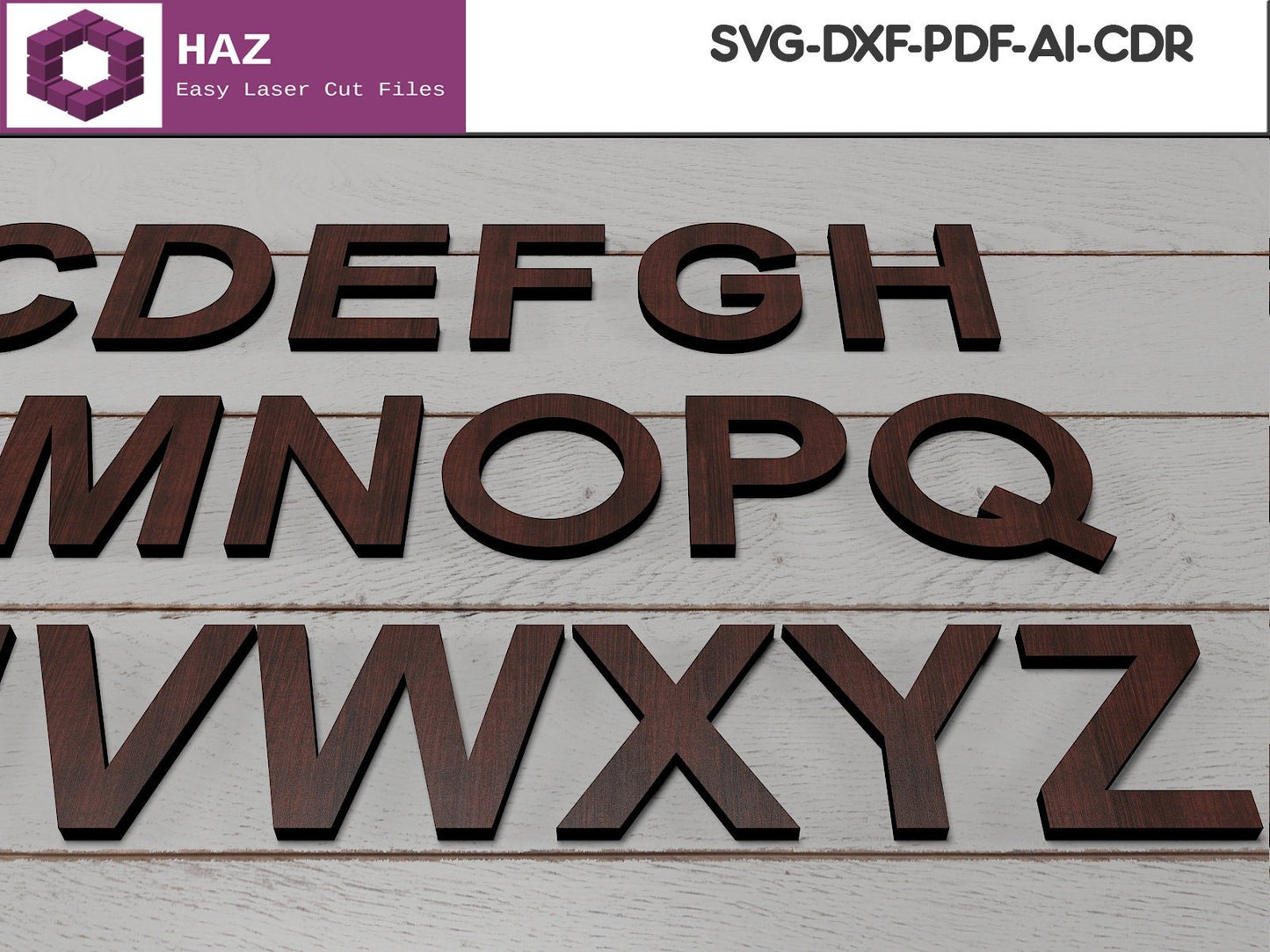 041 Uppercase Letter Cut Files / Wooden Initial Font Designs / Letter Cutting Vectors SVG DXF CDR Ai 041