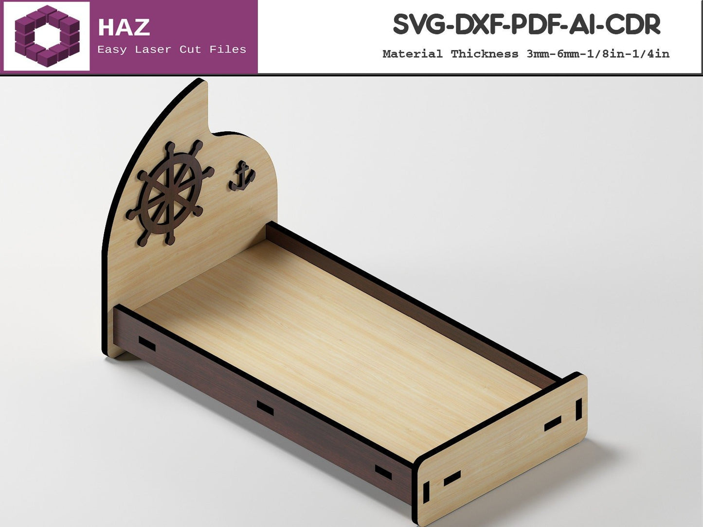 042 Miniature Bed Cut Files / Dollhouse Miniature Furniture / 3D Puzzle Vector SVG DXF CDR Ai 042