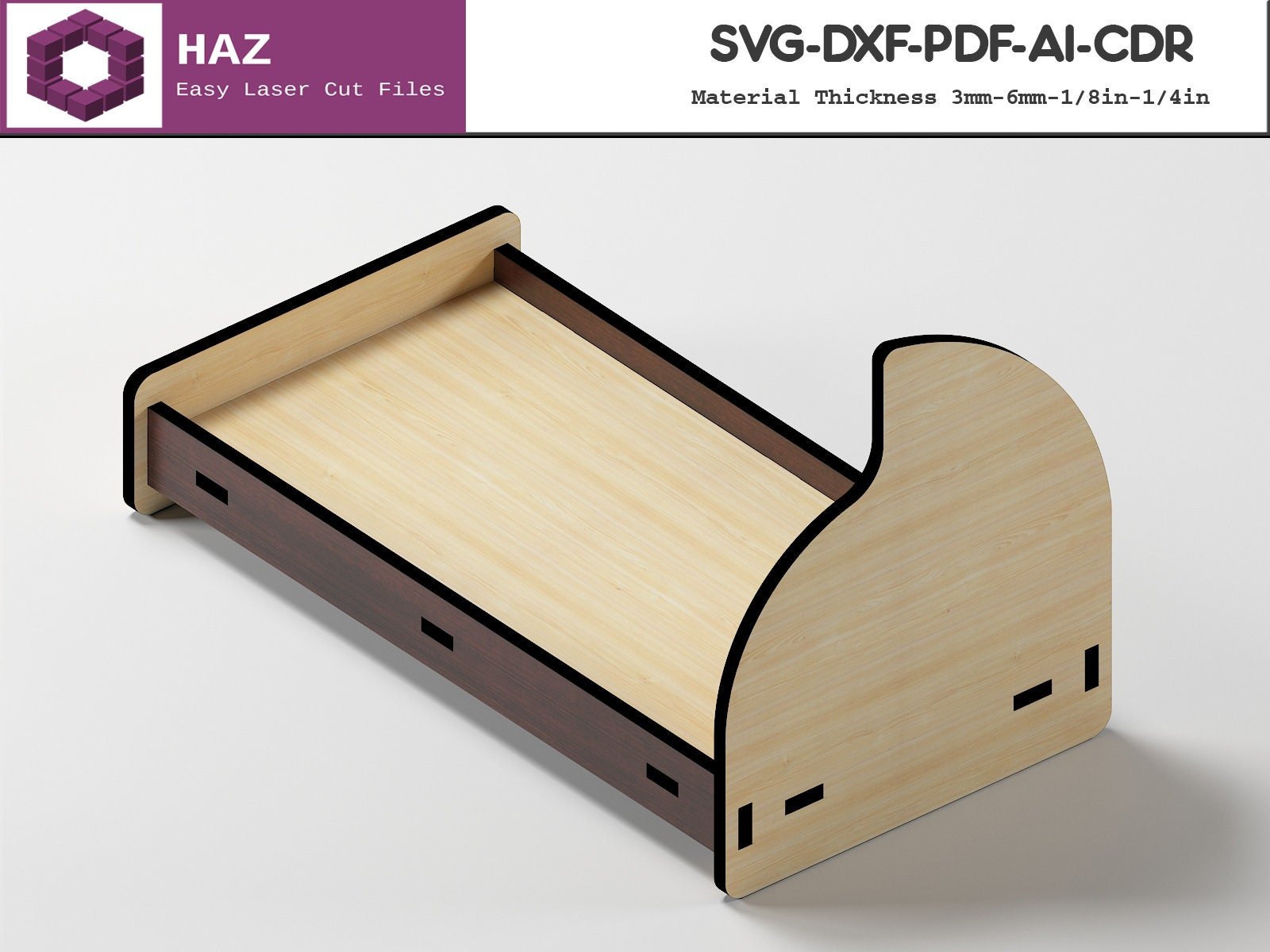 042 Miniature Bed Cut Files / Dollhouse Miniature Furniture / 3D Puzzle Vector SVG DXF CDR Ai 042