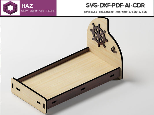 042 Miniature Bed Cut Files / Dollhouse Miniature Furniture / 3D Puzzle Vector SVG DXF CDR Ai 042