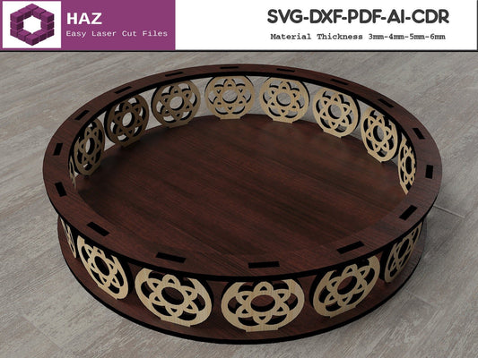 043 Round Decorative Tray / Kitchen Decor / Fruit Basket Design SVG DXF CDR Ai 043