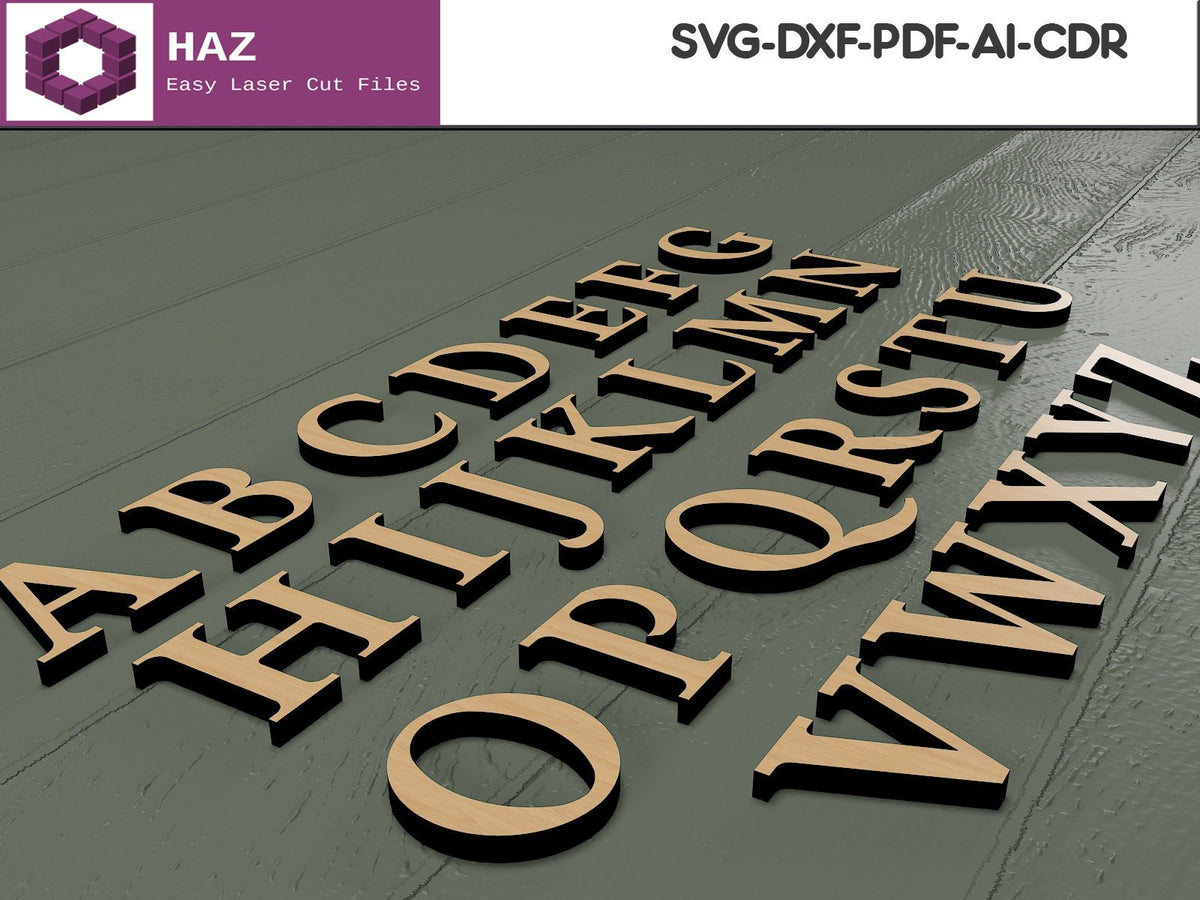 Cnc Router Lettering Cut Files Initial Letter Cut Files / Wooden Uppercase Fonts – atacandesignstore