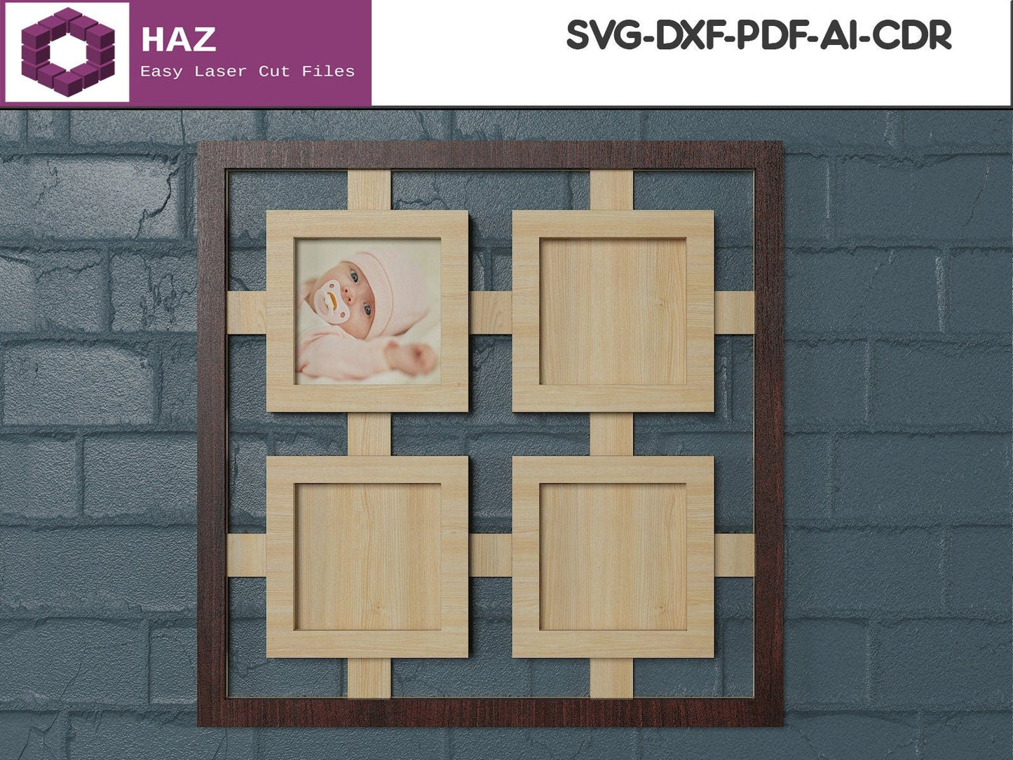 048 3x3 Collage Wood Frame / Small Multiple Picture Frame SVG DXF CDR Ai 048