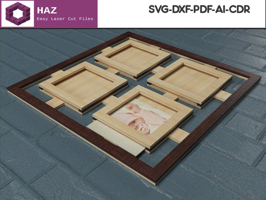 048 3x3 Collage Wood Frame / Small Multiple Picture Frame SVG DXF CDR Ai 048