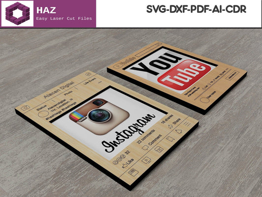 049 Editable Editable YouTube Selfie Frame / Instagram Social Media Photo Booth Prop SVG DXF CDR Ai 049
