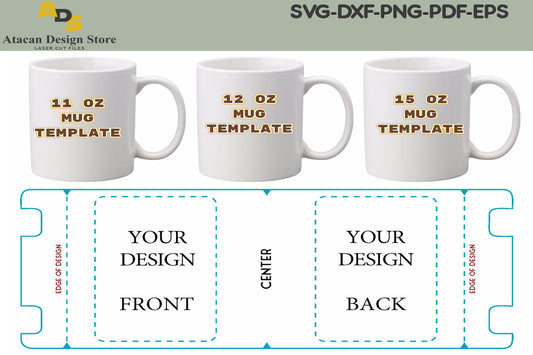 11-12-15 oz Mug Template Set, Full Wrap Template, Mug Full Wrap template, sublimation mug vector, Full Wrap mug, cricut mug press SVG 314